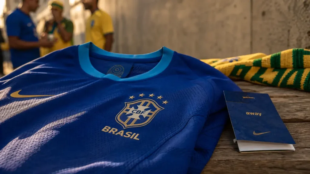 Maillot Brésil bleu extérieur, version authentique match ou stadium