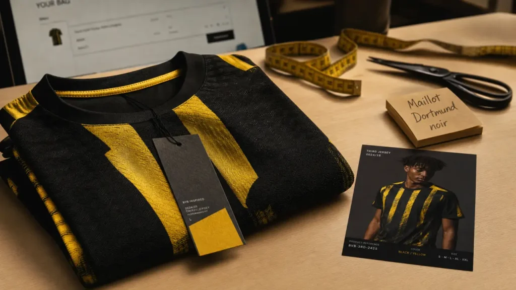 Maillot Dortmund noir 25/26, idée choix et personnalisation