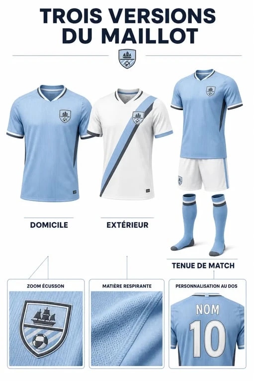 Maillot man city 2025 : comparaison visuelle domicile, extérieur et tenue de match avec détails officiels