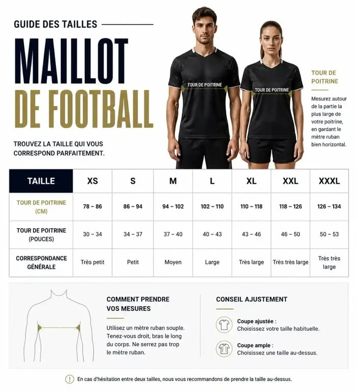 Guide des tailles pour choisir son maillot de foot espagne officiel