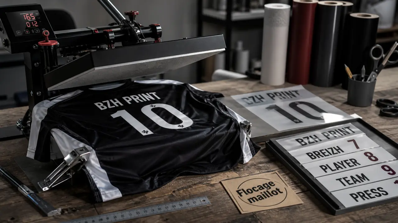Flocage maillot de foot : presse à chaud, film DTF et transferts