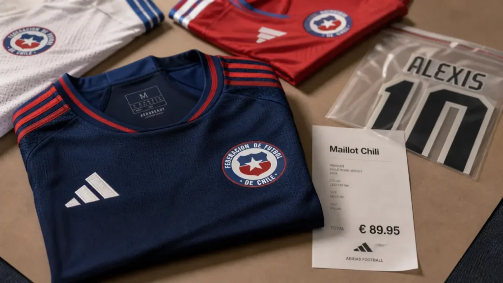 Maillot Chili domicile, extérieur et flocage officiel