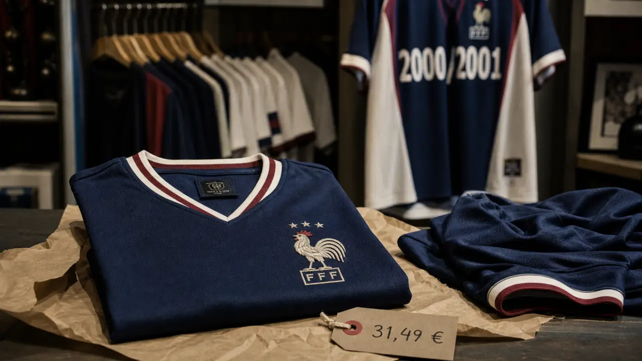 Maillot equipe de france pas cher FFF : prix 31,49 € sur maillot bleu et t-shirt supporter rétro