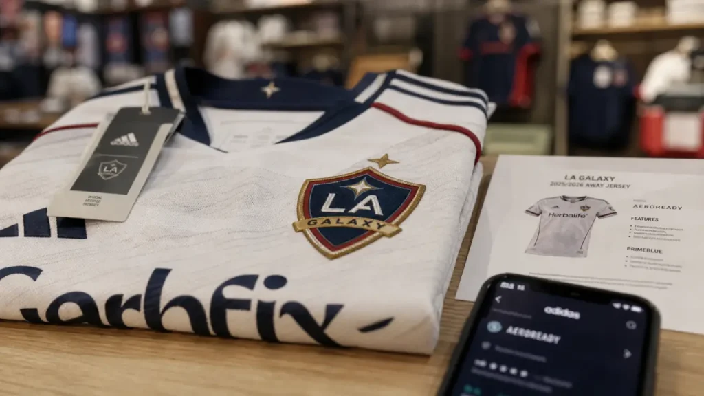 Maillot LA Galaxy extérieur 2025/2026 : adidas, AEROREADY et blason brodé