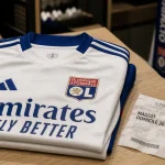 Nouveau maillot OL 26-27 domicile adidas, manches bleues et flocage officiel