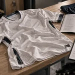 Maillot de foot blanc extérieur avec guide des tailles et options de gamme