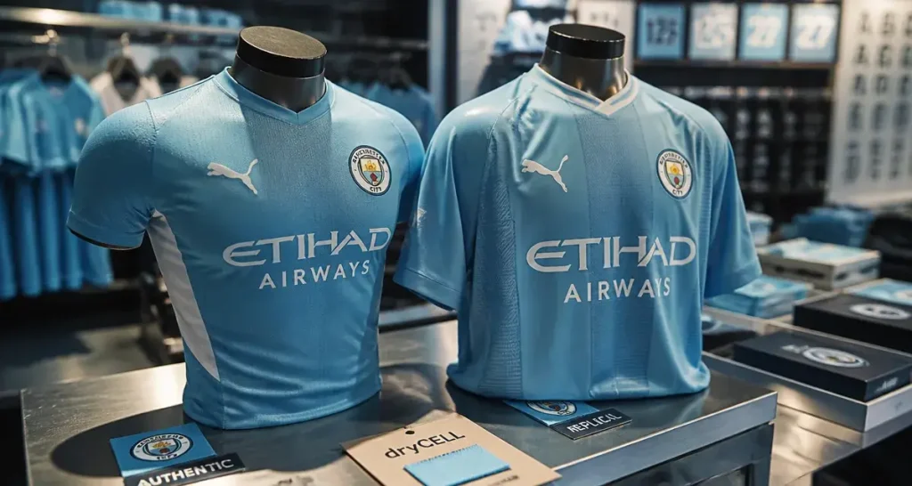 Maillot de Manchester City : choisir entre la version authentique et replica pour votre saison