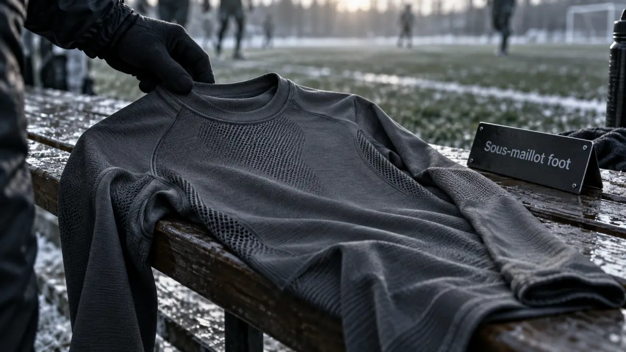 Sous maillot foot thermique gris anthracite, respirant sous 7 °C, sans retenir la transpiration