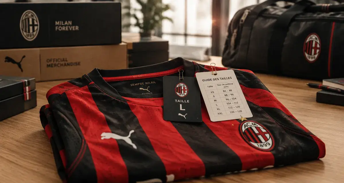 ac milan maillot domicile rouge et noir, vue textile replié sur table