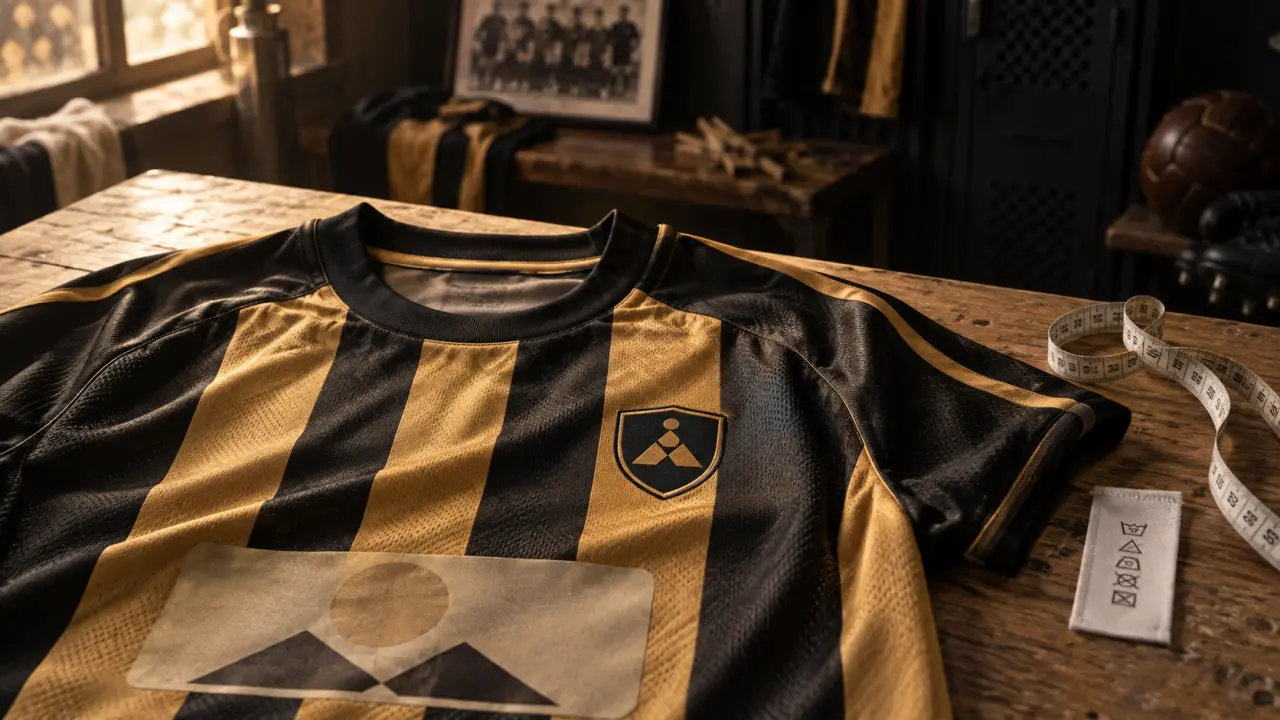 Beau maillot de foot : détails cousus et texture du tissu