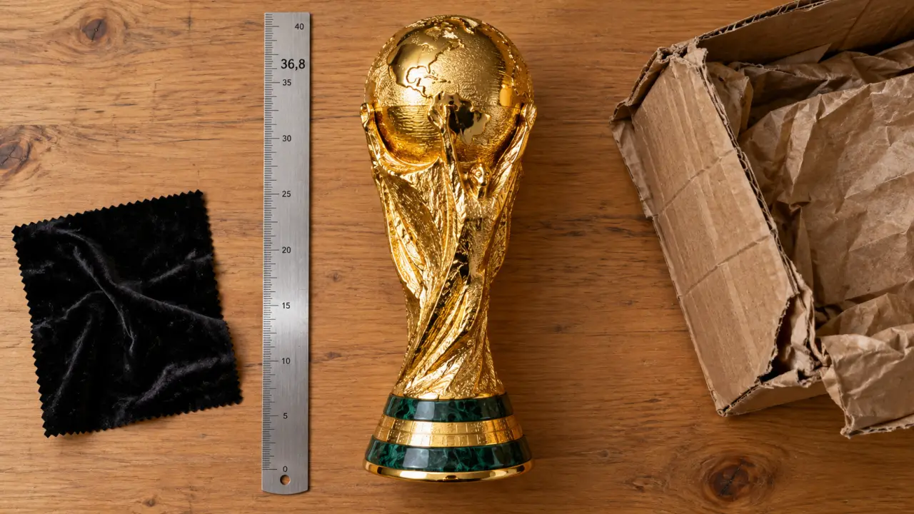 Réplique coupe du monde en résine dorée, 4 tailles à comparer